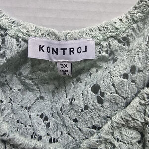 Women's Light Green Mint Kontrol Lace Top 3XL